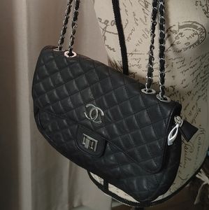 Black quilted chain bag